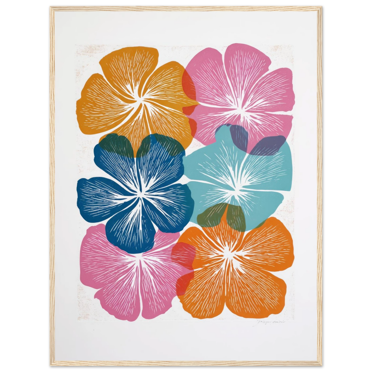 Colorful Hibiscus Print - Framed Poster - 30x40 cm / 12x16″ - Black frame
