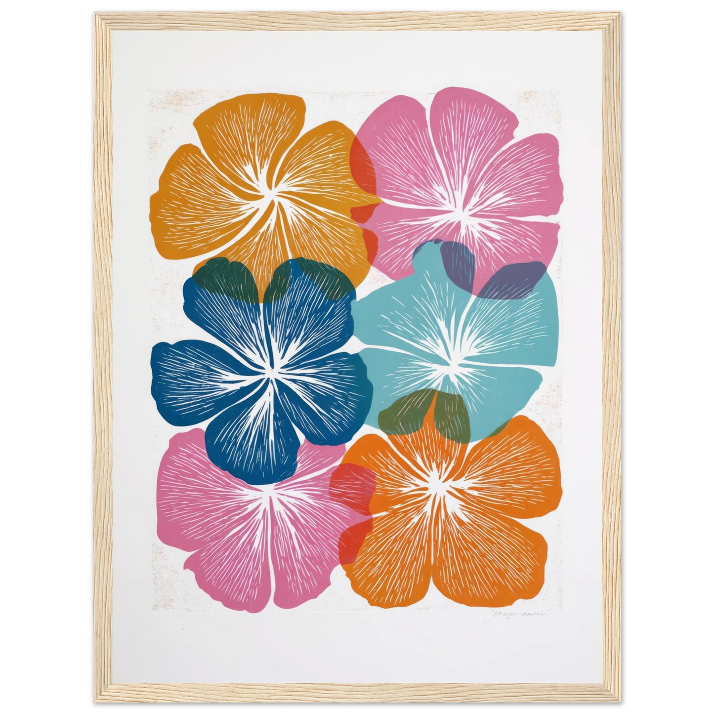 Colorful Hibiscus Print - Framed Poster - 30x40 cm / 12x16″ - Black frame
