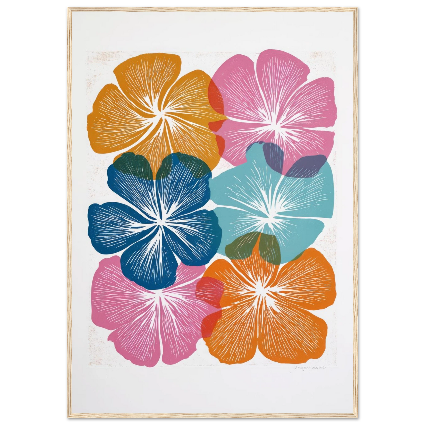 Colorful Hibiscus Print - Framed Poster - 30x40 cm / 12x16″ - Black frame