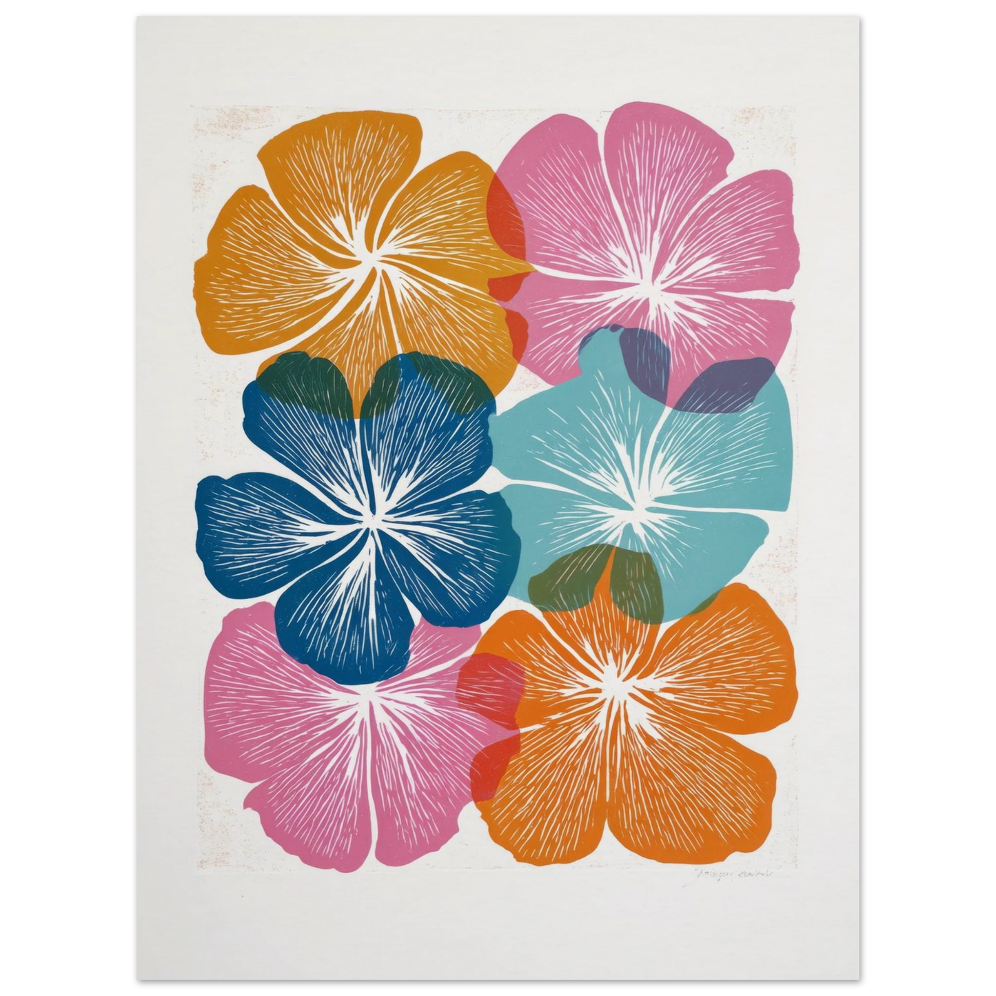 Colorful Hibiscus Print - Framed Poster - 30x40 cm / 12x16″ - Black frame