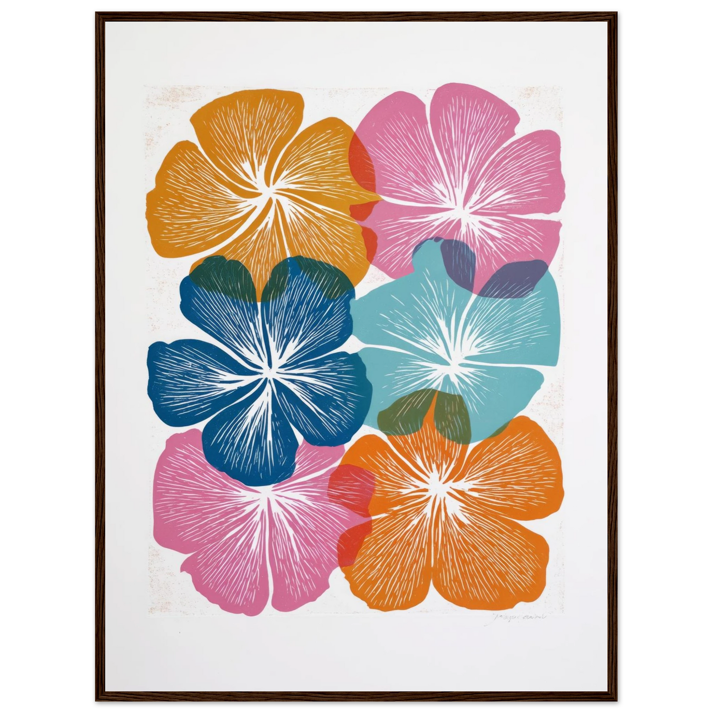 Colorful Hibiscus Print - Framed Poster - 30x40 cm / 12x16″ - Black frame