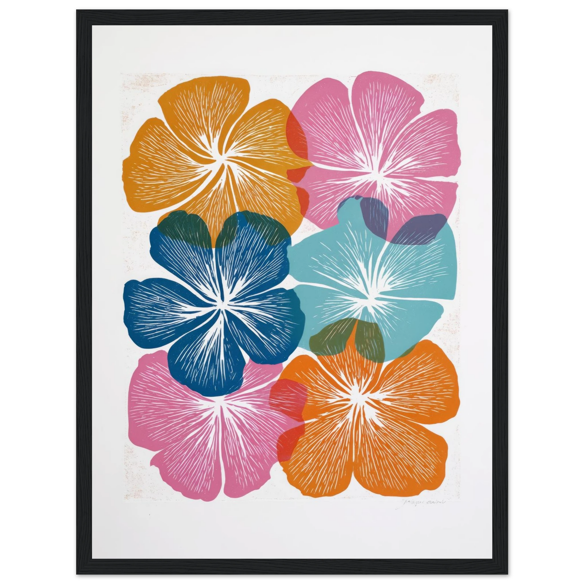 Colorful Hibiscus Print - Framed Poster - 30x40 cm / 12x16″ - Black frame