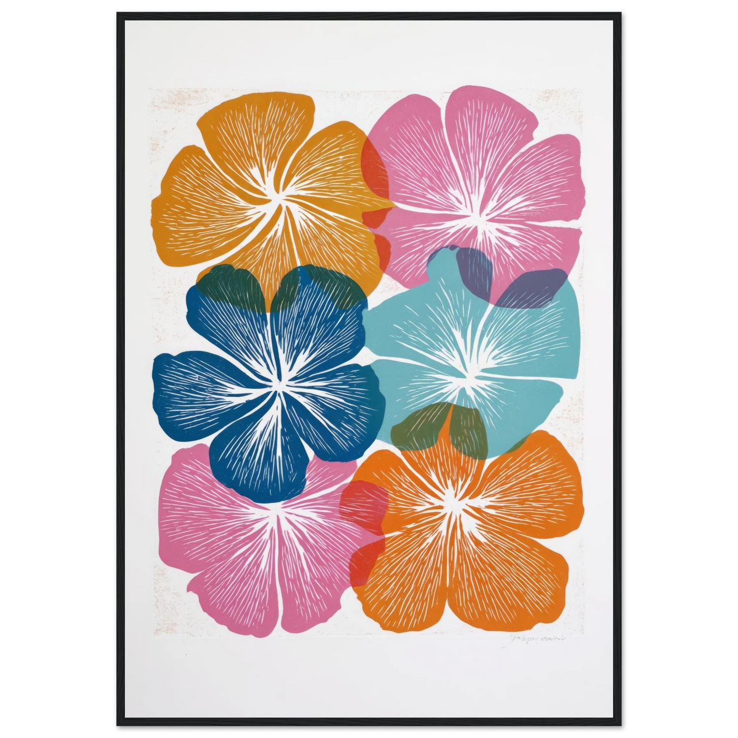 Colorful Hibiscus Print - Framed Poster - 30x40 cm / 12x16″ - Black frame