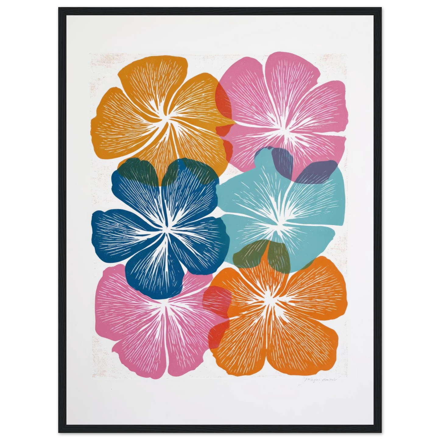 Colorful Hibiscus Print - Framed Poster - 30x40 cm / 12x16″ - Black frame