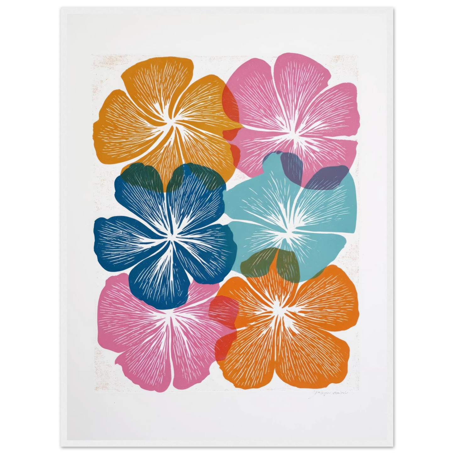 Colorful Hibiscus Print - Framed Poster - 30x40 cm / 12x16″ - Black frame