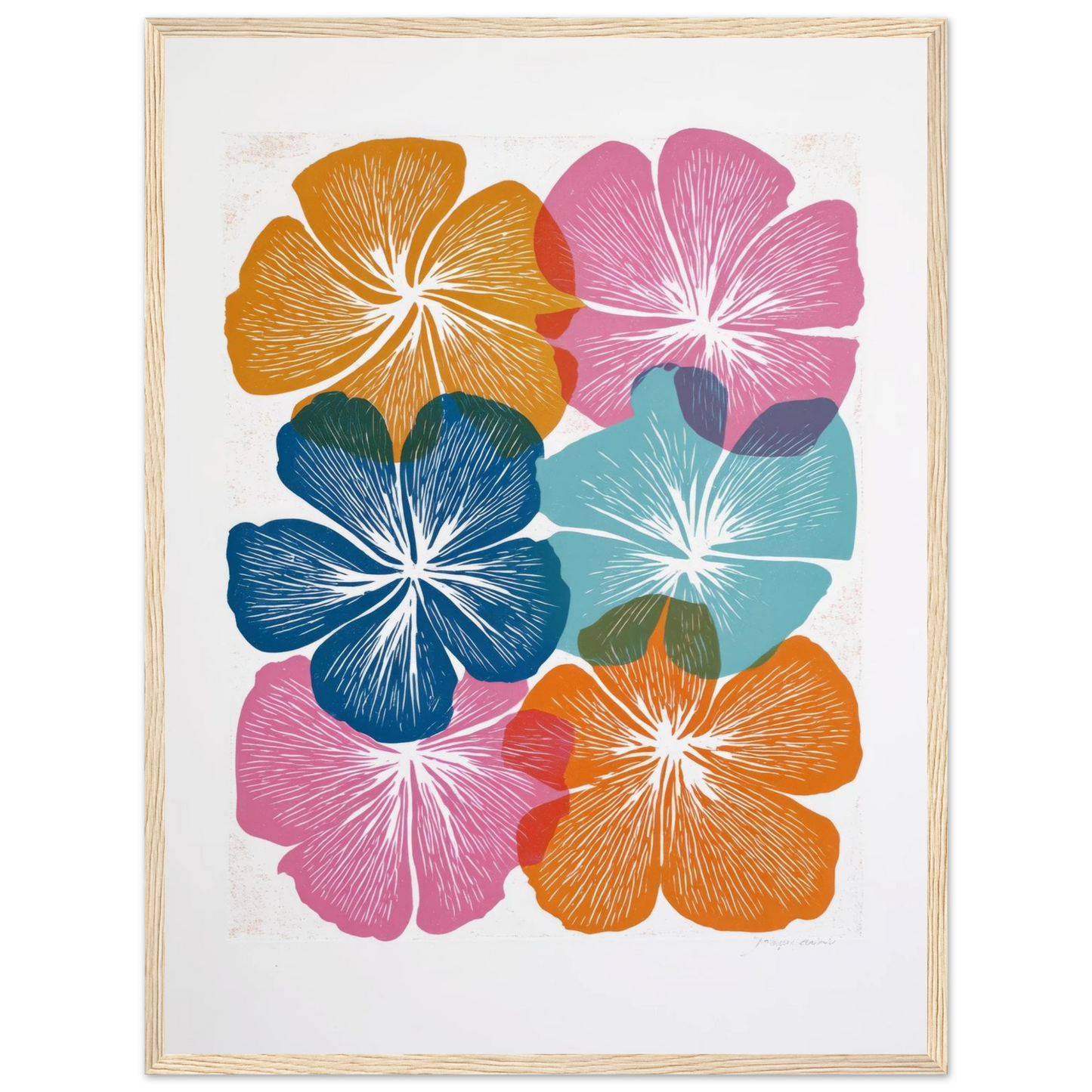 Colorful Hibiscus Print - Framed Poster - 30x40 cm / 12x16″ - Black frame