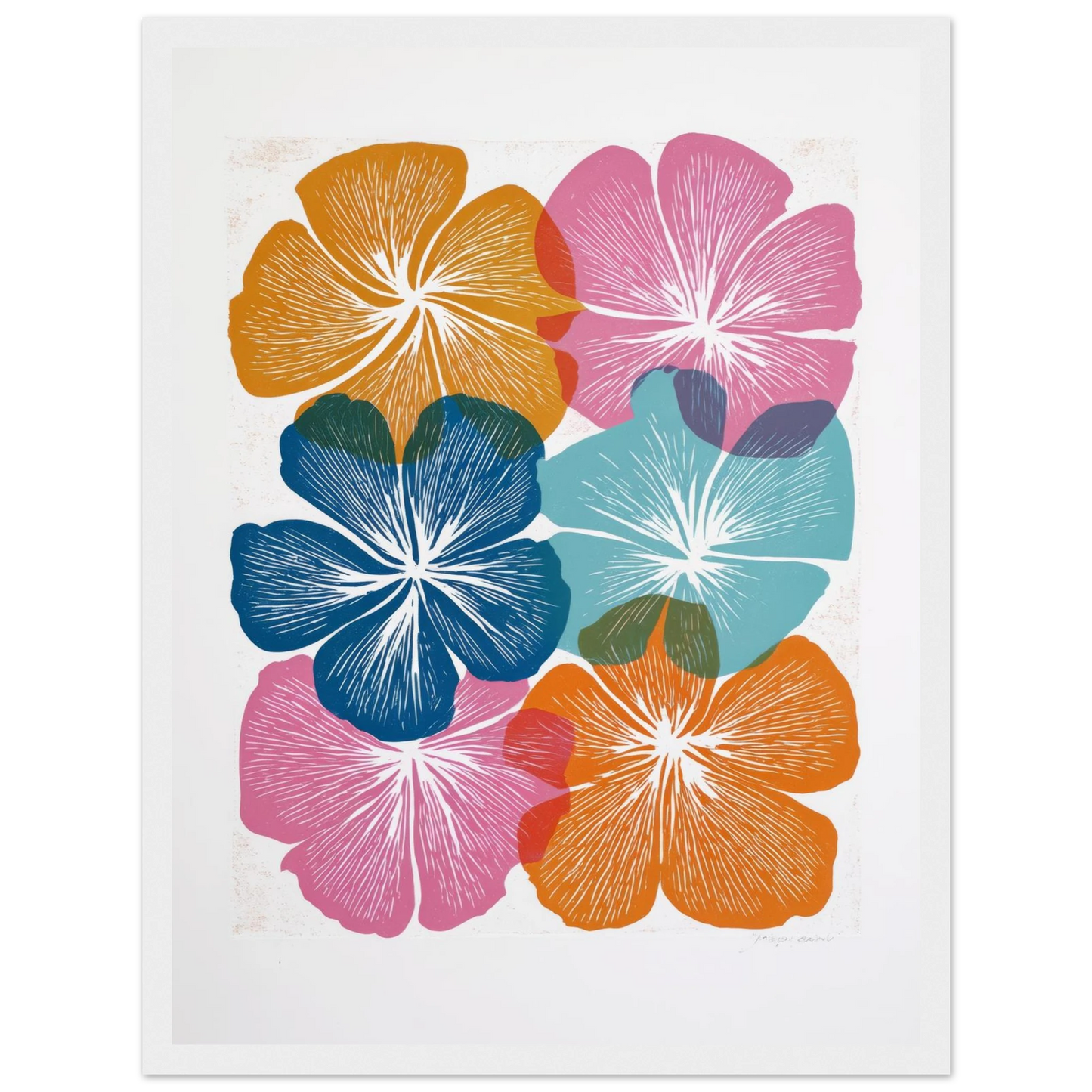 Colorful Hibiscus Print - Framed Poster - 30x40 cm / 12x16″ - Black frame