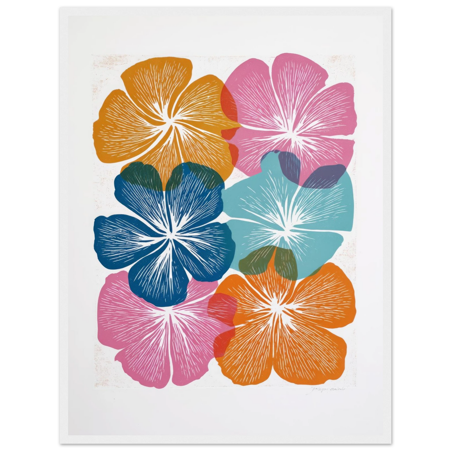Colorful Hibiscus Print - Framed Poster - 30x40 cm / 12x16″ - Black frame