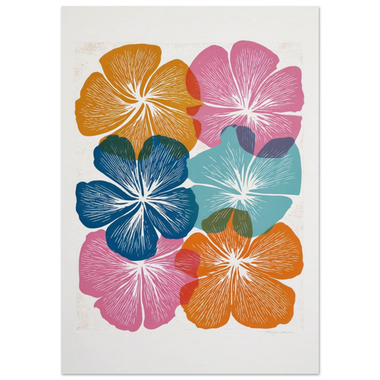 Colorful Hibiscus Print - Framed Poster - 30x40 cm / 12x16″ - Black frame