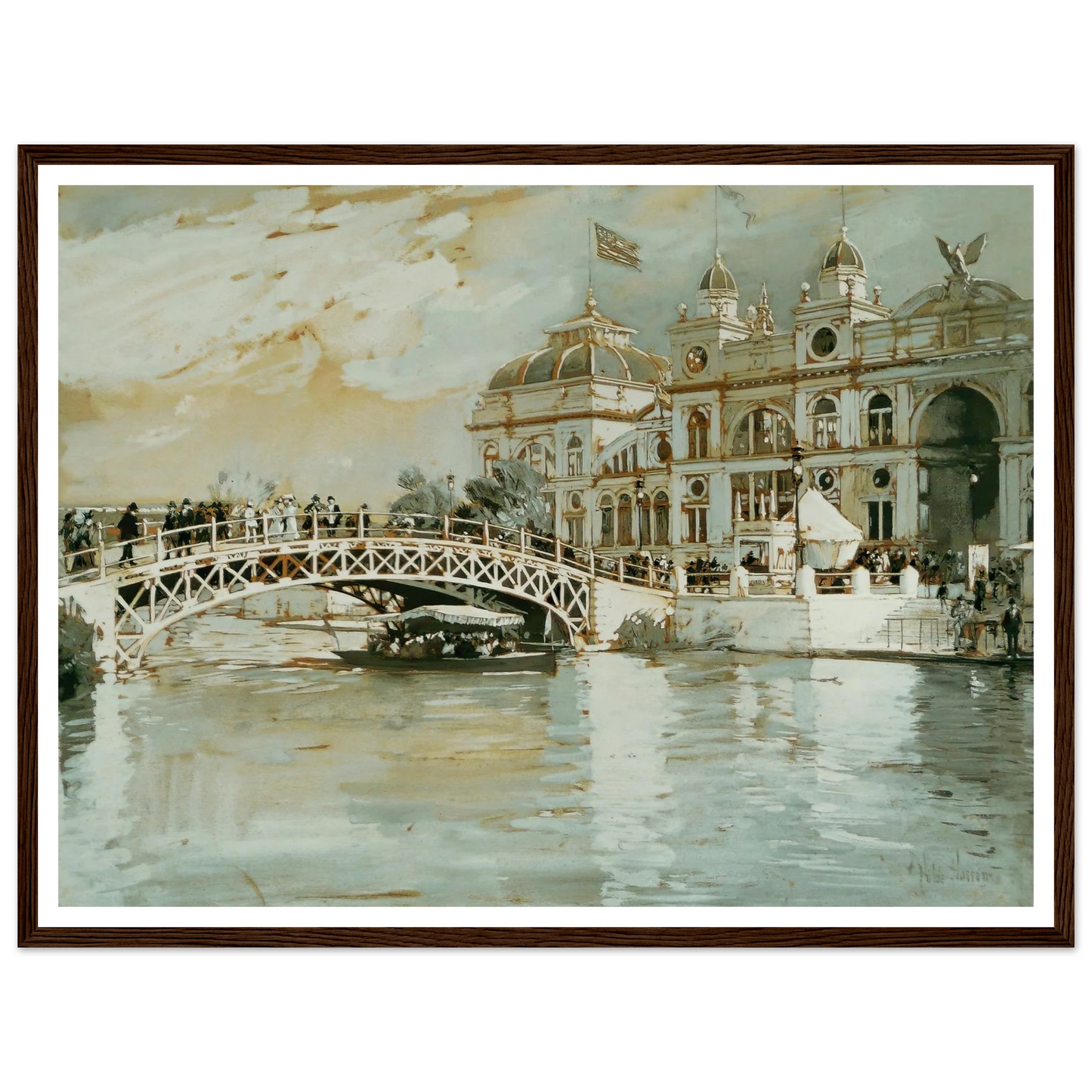 Columbian Exposition, Chicago (1892) Art Print | Childe Hassam - Framed Poster - 30x40 cm / 12x16″ - Black frame