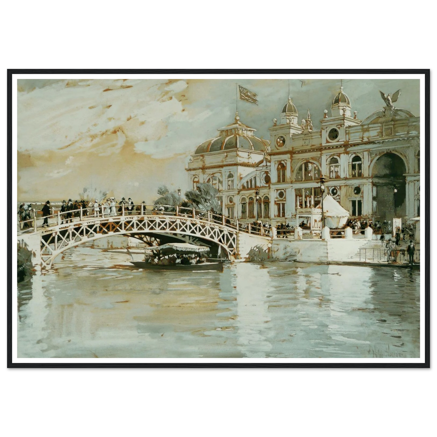 Columbian Exposition, Chicago (1892) Art Print | Childe Hassam - Framed Poster - 30x40 cm / 12x16″ - Black frame