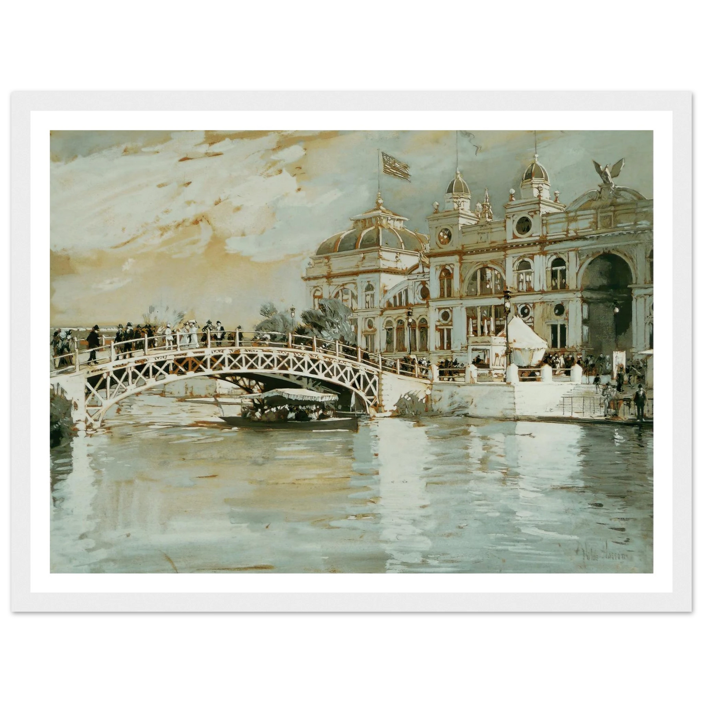Columbian Exposition, Chicago (1892) Art Print | Childe Hassam - Framed Poster - 30x40 cm / 12x16″ - Black frame