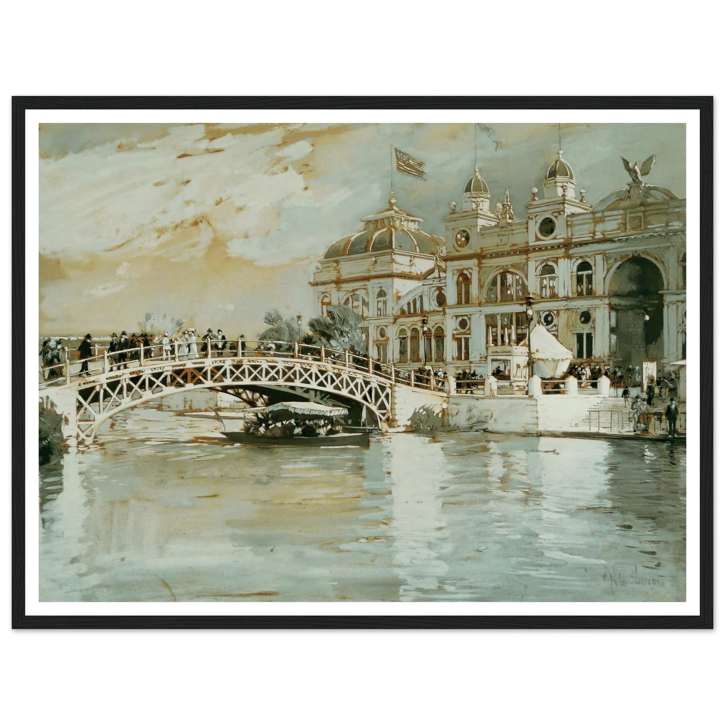 Columbian Exposition, Chicago (1892) Art Print | Childe Hassam - Framed Poster - 30x40 cm / 12x16″ - Black frame