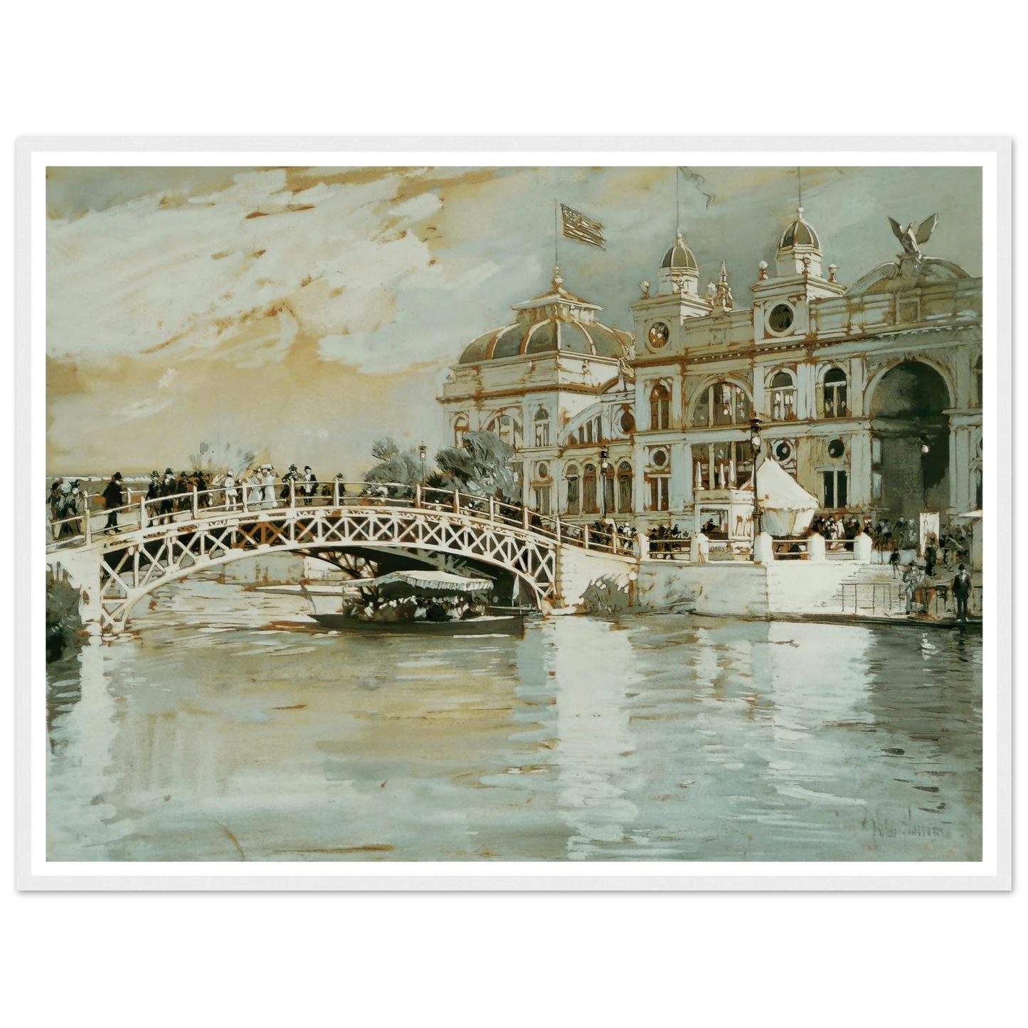 Columbian Exposition, Chicago (1892) Art Print | Childe Hassam - Framed Poster - 30x40 cm / 12x16″ - Black frame