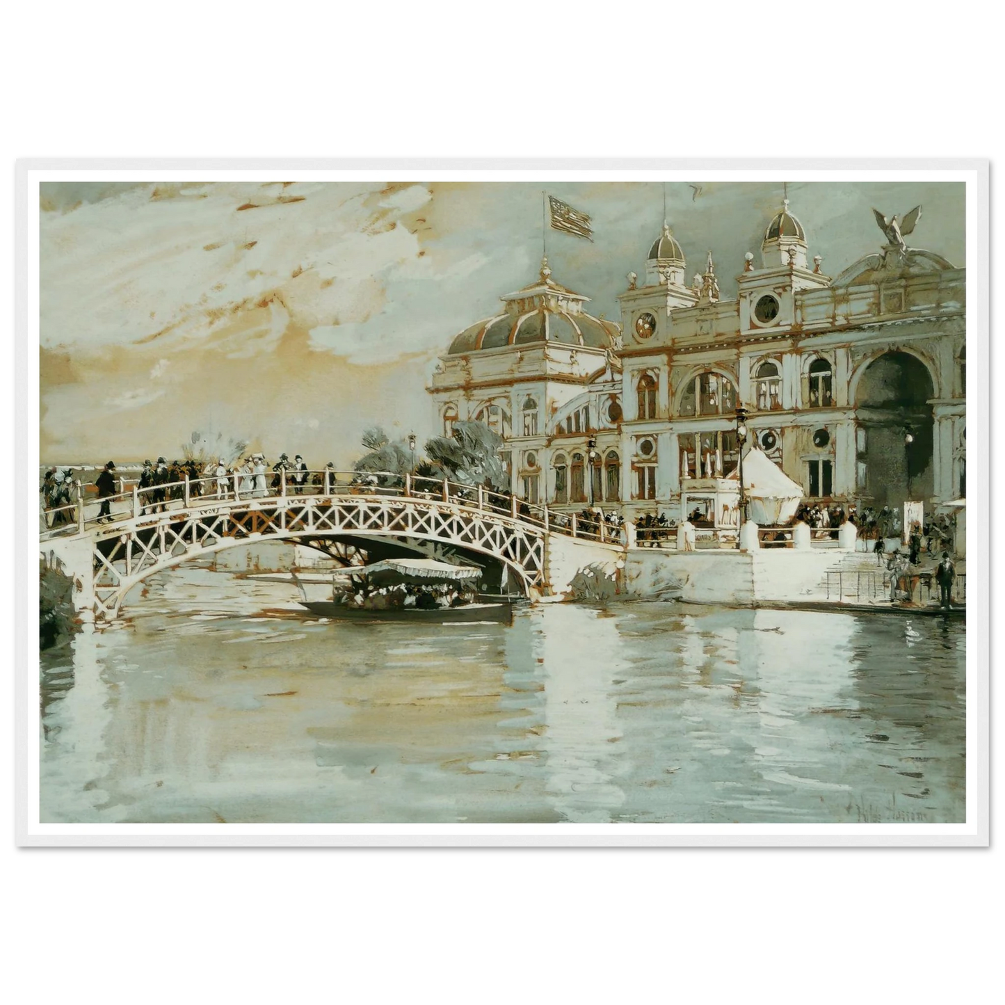 Columbian Exposition, Chicago (1892) Art Print | Childe Hassam - Framed Poster - 30x40 cm / 12x16″ - Black frame