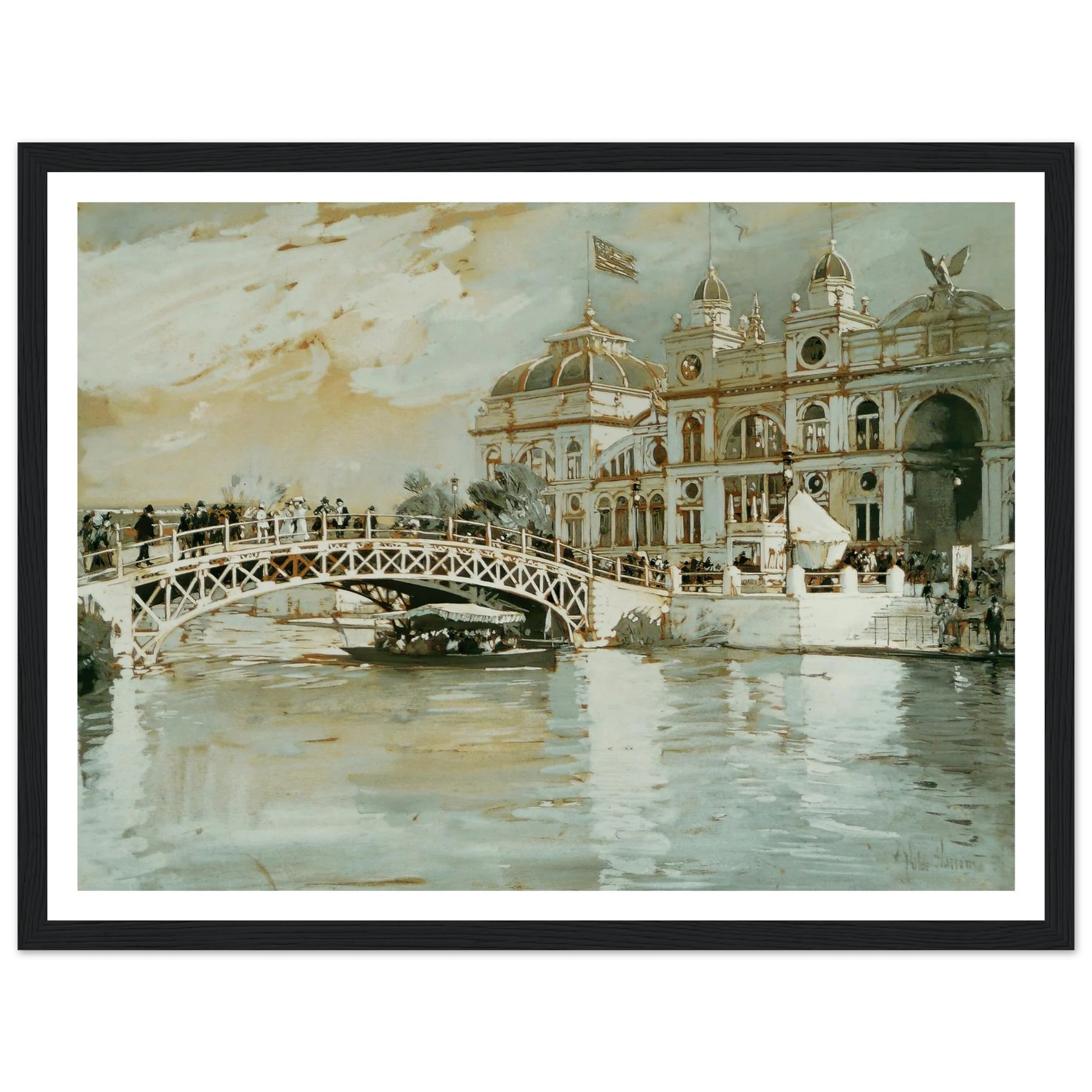 Columbian Exposition, Chicago (1892) Art Print | Childe Hassam - Framed Poster - 30x40 cm / 12x16″ - Black frame