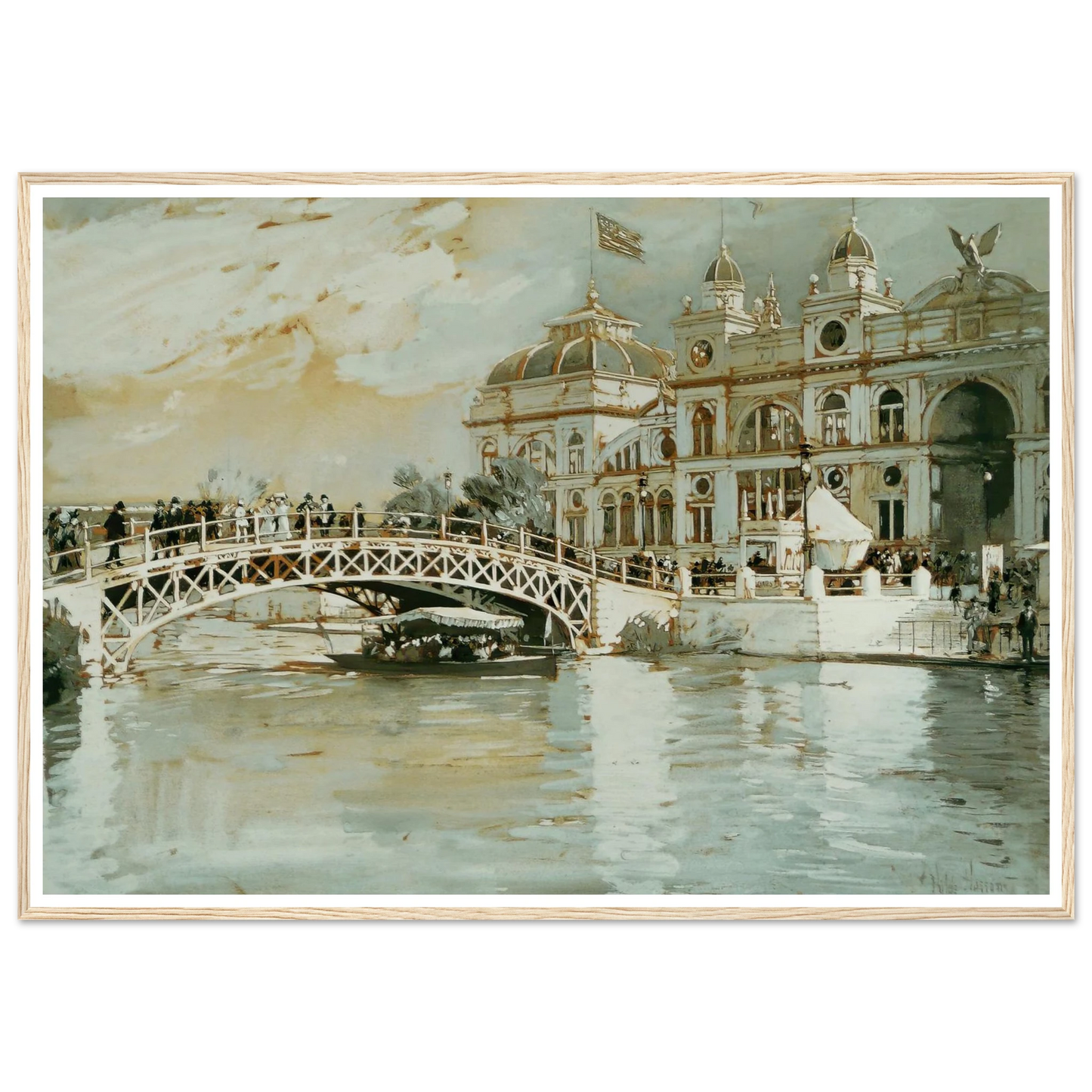 Columbian Exposition, Chicago (1892) Art Print | Childe Hassam - Framed Poster - 30x40 cm / 12x16″ - Black frame