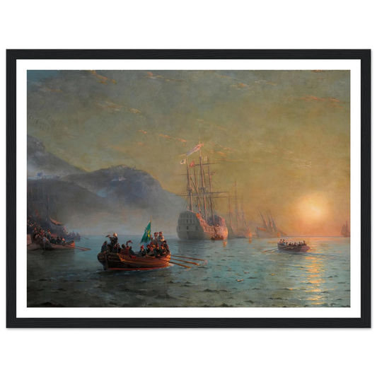 Columbus’ Farewell before Starting on his Voyage from Port Palos in Spain (1892) Art Print | Ivan Konstantinovich Aivazovsky - Framed Poster - 30x40 cm / 12x16″ - Black frame