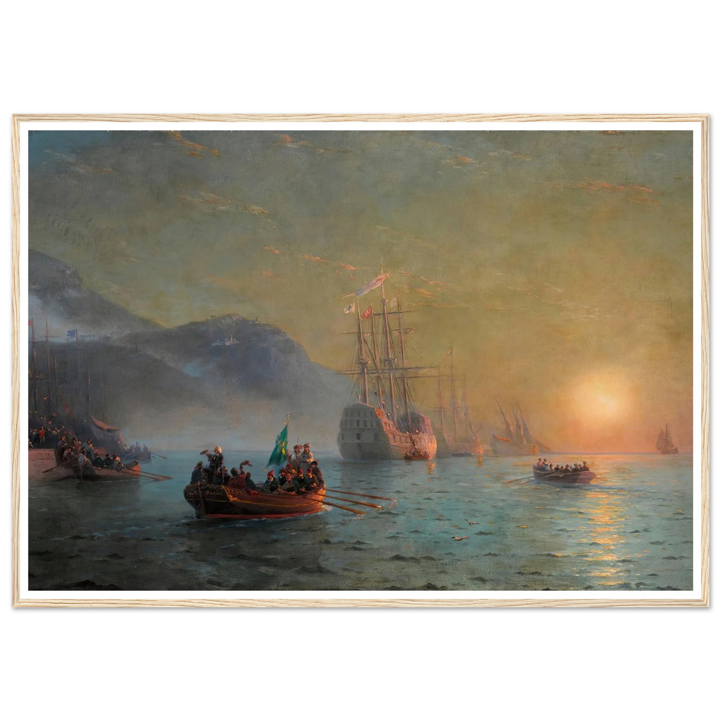Columbus’ Farewell before Starting on his Voyage from Port Palos in Spain (1892) Art Print | Ivan Konstantinovich Aivazovsky - Framed Poster - 30x40 cm / 12x16″ - Black frame