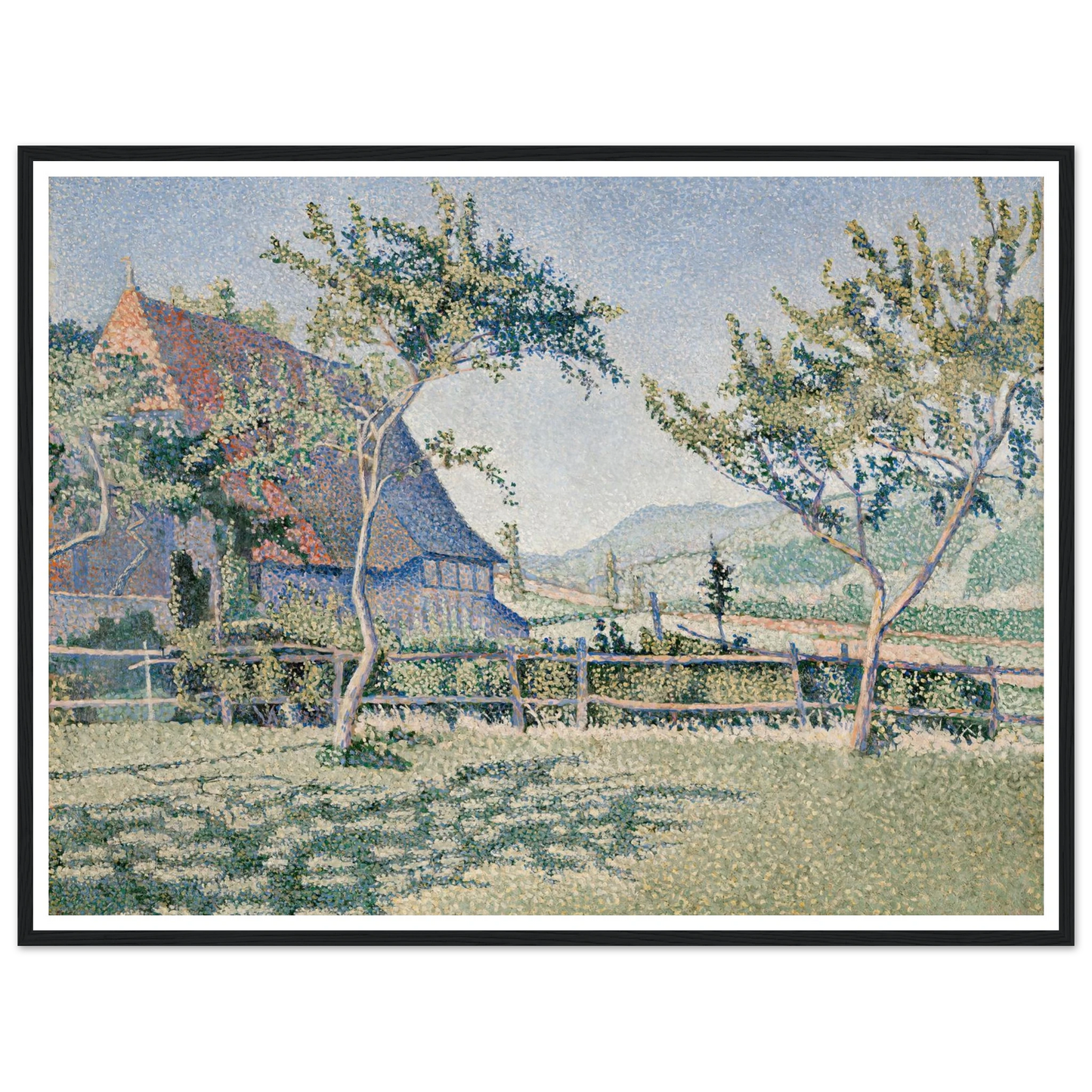 Comblat-le-Château, the Meadow (Le Pré) (1886) Art Print | Paul Signac - Framed Poster - 30x40 cm / 12x16″ - Black frame