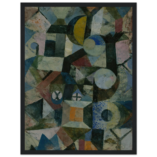Composition with the Yellow Half-Moon and the Y (1918) Art Print | Paul Klee - Framed Poster - 30x40 cm / 12x16″ - Black frame