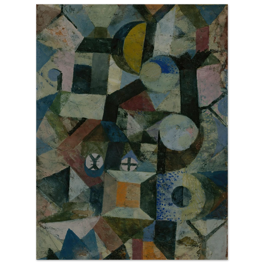 Composition with the Yellow Half-Moon and the Y (1918) Art Print | Paul Klee - Framed Poster - 30x40 cm / 12x16″ - Black frame