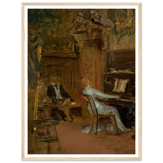 Concert in the living-room, sketch Art Print | Wladyslaw Czachorski - Framed Poster - 30x40 cm / 12x16″ - Black frame