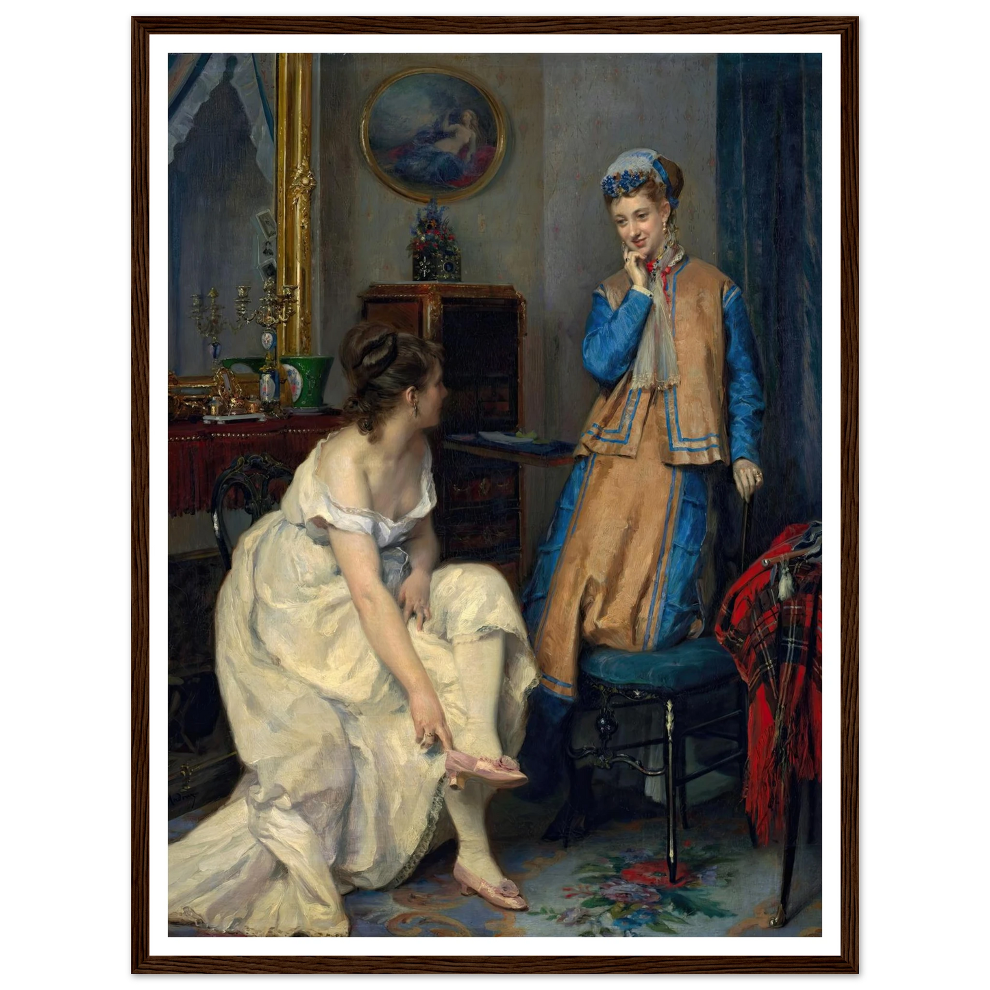 Confidences (c. 1870) Art Print | Raimundo de Madrazo y Garreta - Framed Poster - 30x40 cm / 12x16″ - Black frame