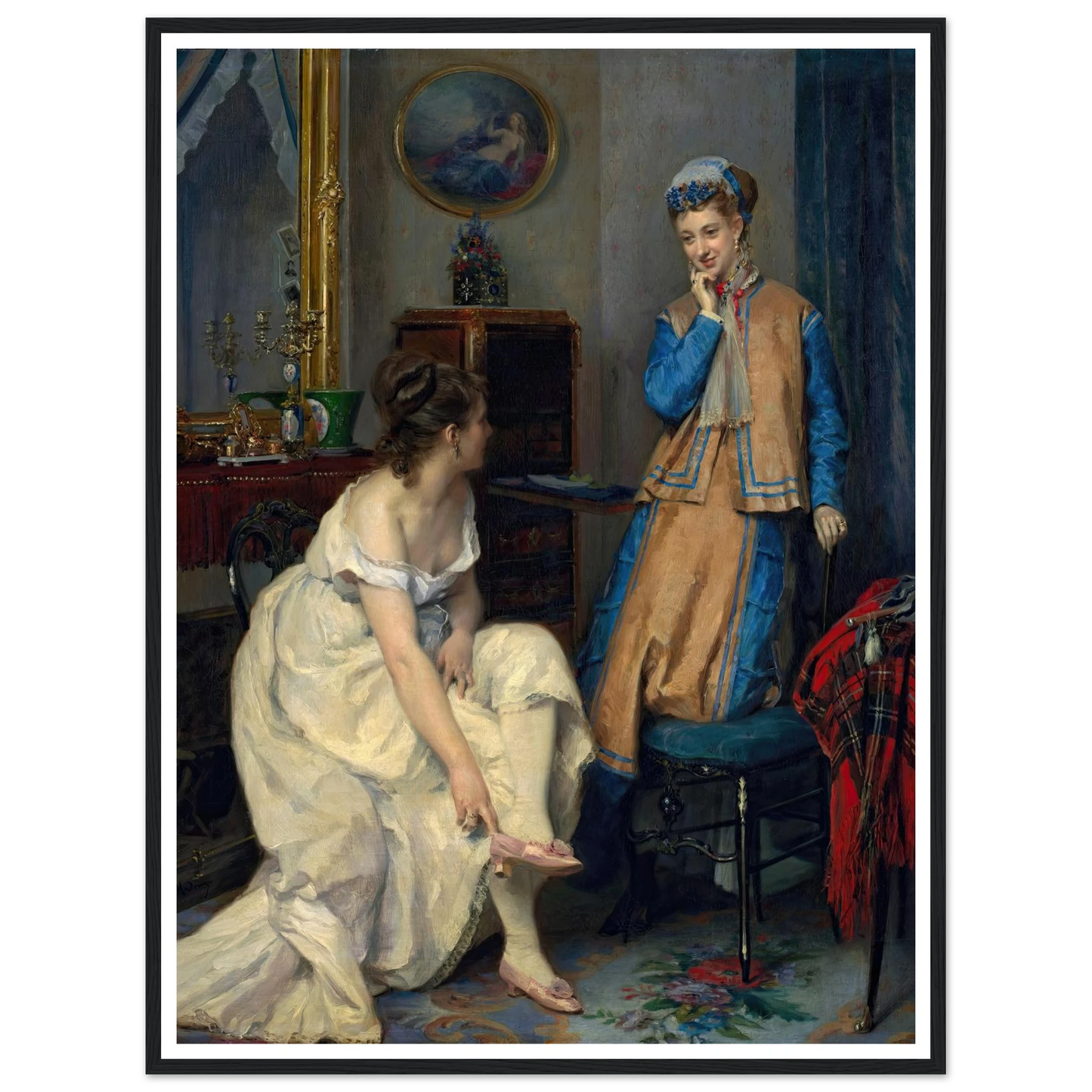 Confidences (c. 1870) Art Print | Raimundo de Madrazo y Garreta - Framed Poster - 30x40 cm / 12x16″ - Black frame