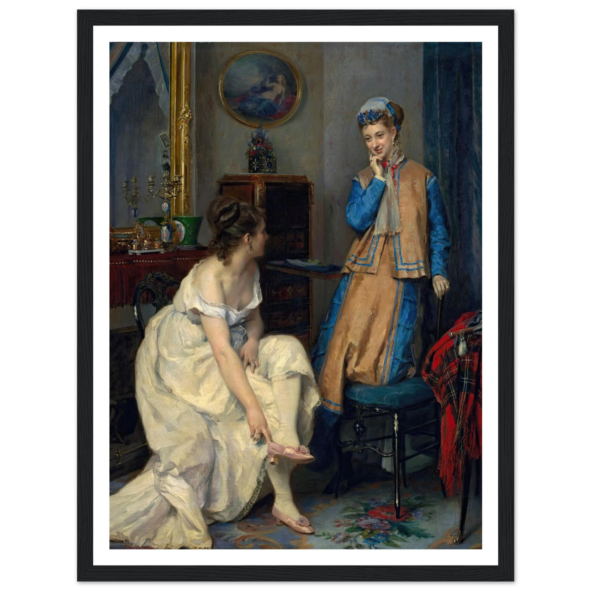 Confidences (c. 1870) Art Print | Raimundo de Madrazo y Garreta - Framed Poster - 30x40 cm / 12x16″ - Black frame