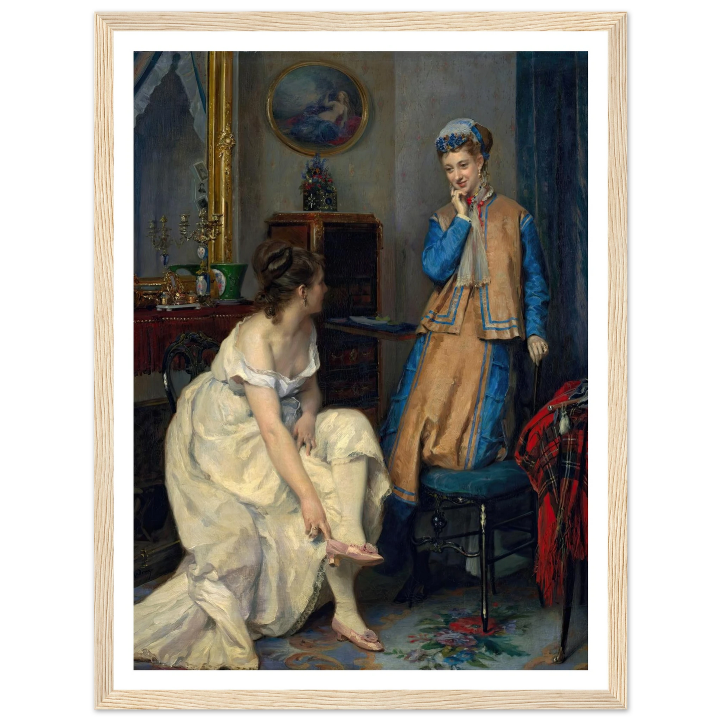 Confidences (c. 1870) Art Print | Raimundo de Madrazo y Garreta - Framed Poster - 30x40 cm / 12x16″ - Black frame
