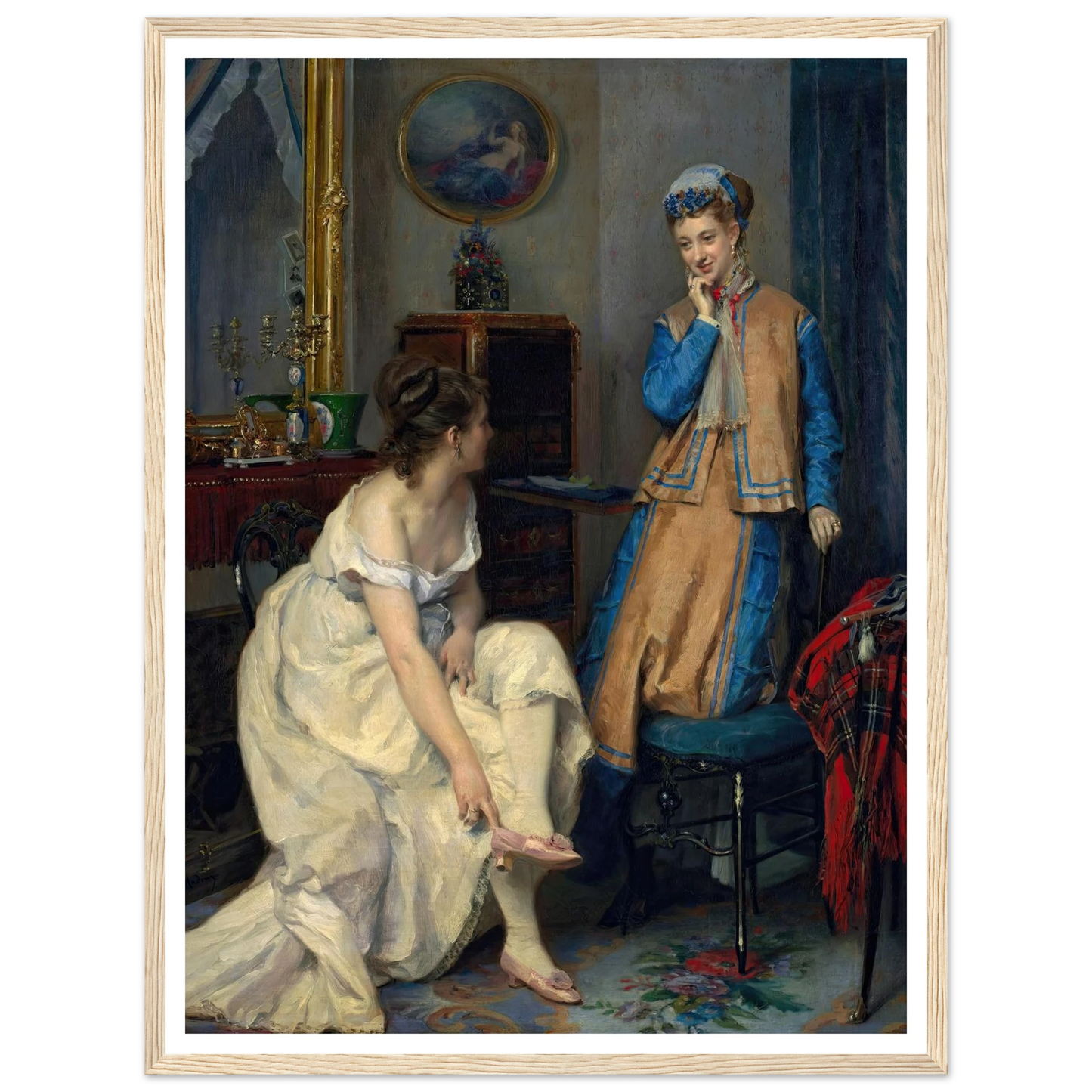 Confidences (c. 1870) Art Print | Raimundo de Madrazo y Garreta - Framed Poster - 30x40 cm / 12x16″ - Black frame