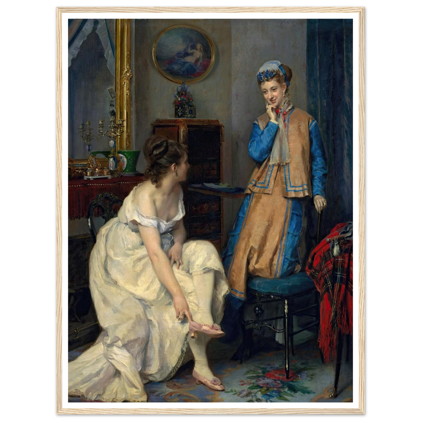 Confidences (c. 1870) Art Print | Raimundo de Madrazo y Garreta - Framed Poster - 30x40 cm / 12x16″ - Black frame