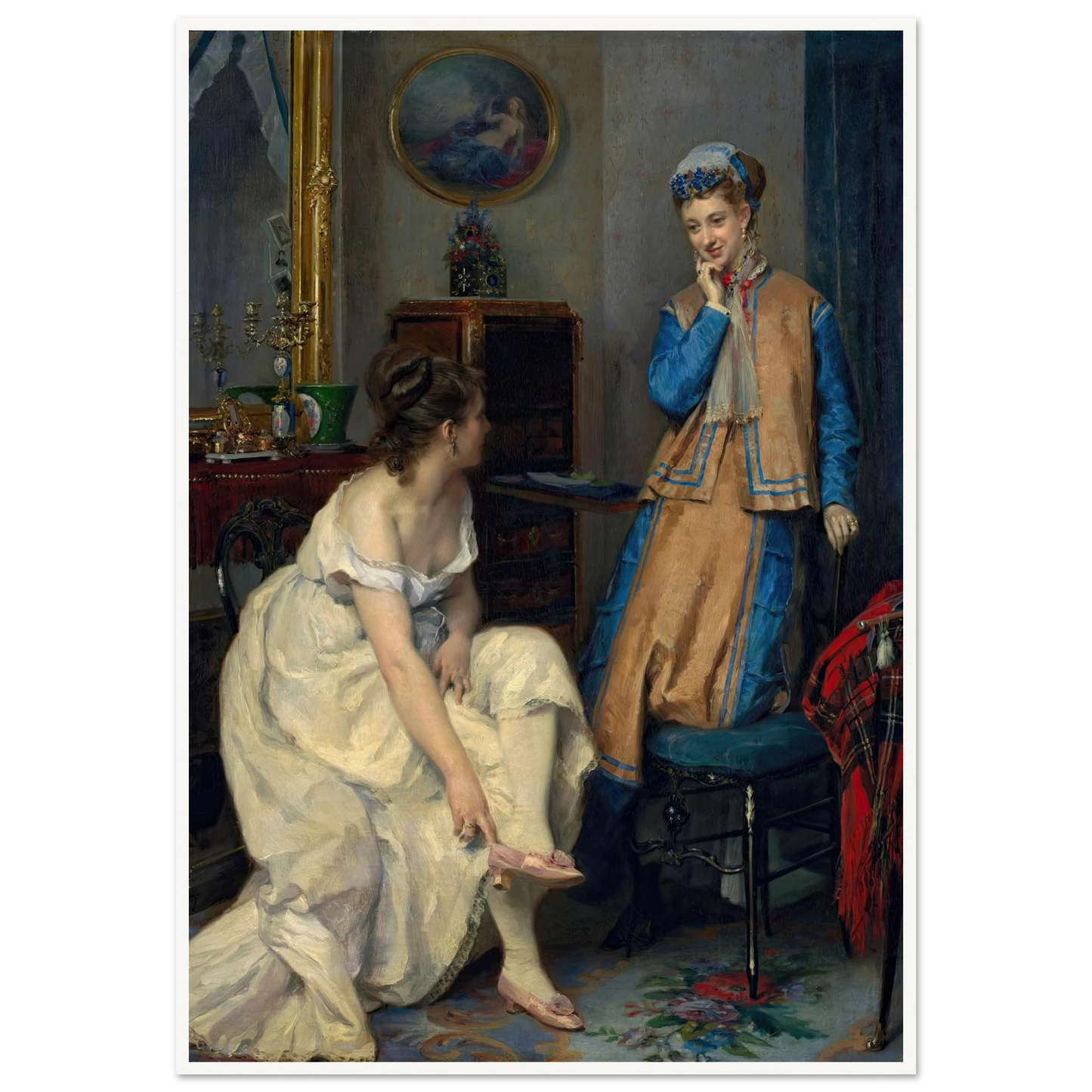 Confidences (c. 1870) Art Print | Raimundo de Madrazo y Garreta - Framed Poster - 30x40 cm / 12x16″ - Black frame