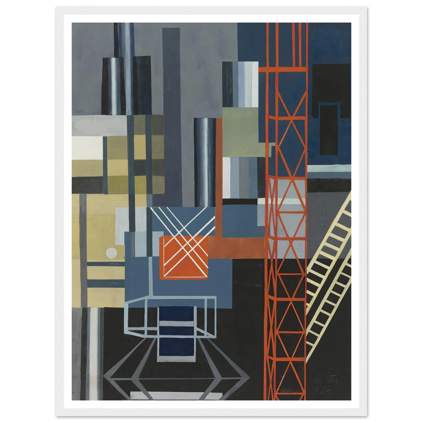 Constructivist Stage Design Art Print | Alexandra Exter - Framed Poster - 30x40 cm / 12x16″ - Black frame