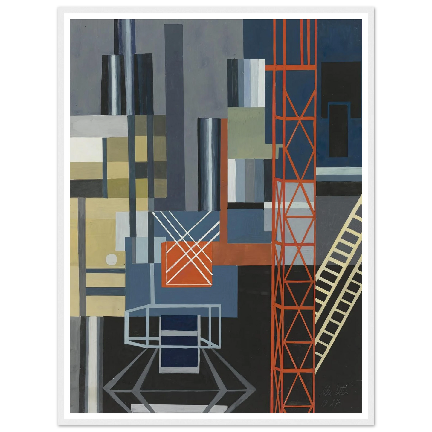 Constructivist Stage Design Art Print | Alexandra Exter - Framed Poster - 30x40 cm / 12x16″ - Black frame