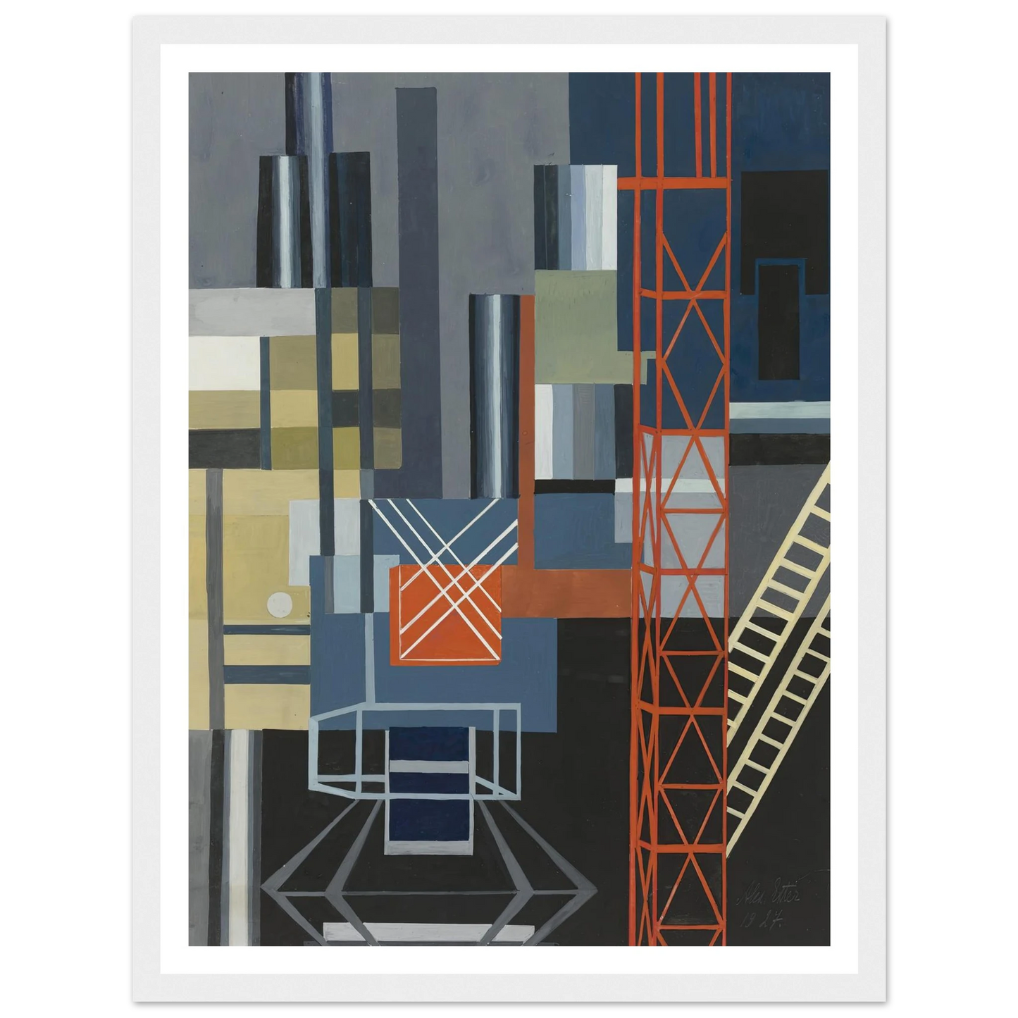 Constructivist Stage Design Art Print | Alexandra Exter - Framed Poster - 30x40 cm / 12x16″ - Black frame