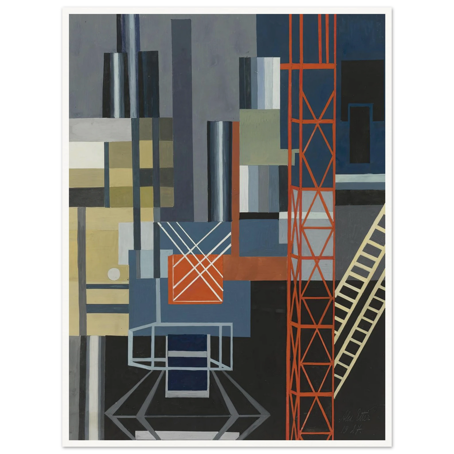 Constructivist Stage Design Art Print | Alexandra Exter - Framed Poster - 30x40 cm / 12x16″ - Black frame
