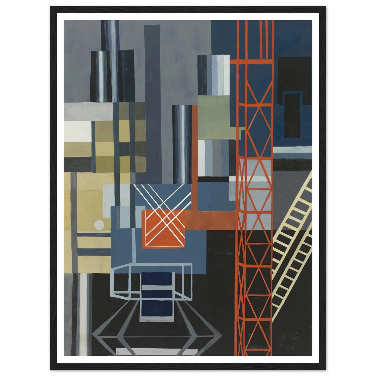 Constructivist Stage Design Art Print | Alexandra Exter - Framed Poster - 30x40 cm / 12x16″ - Black frame