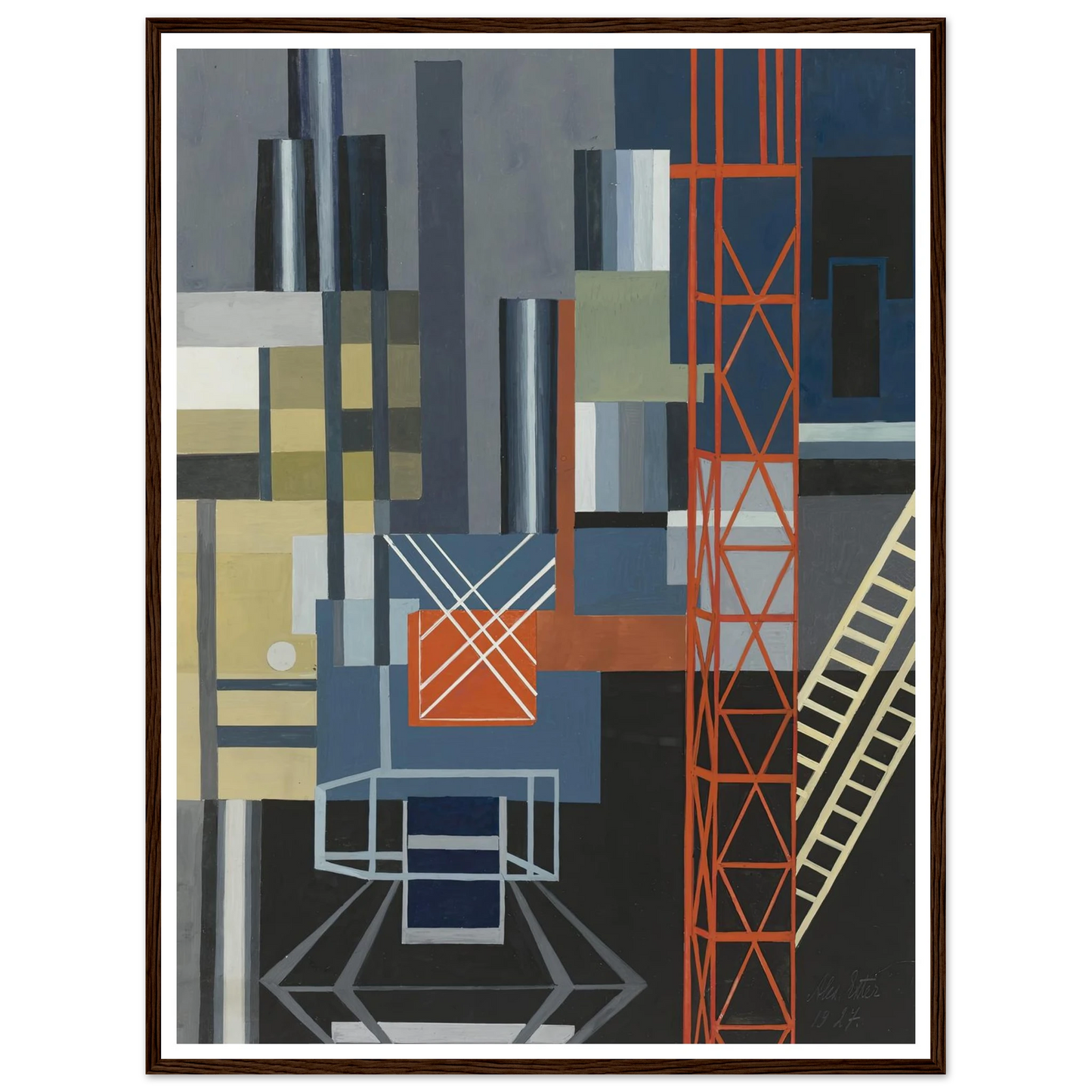 Constructivist Stage Design Art Print | Alexandra Exter - Framed Poster - 30x40 cm / 12x16″ - Black frame