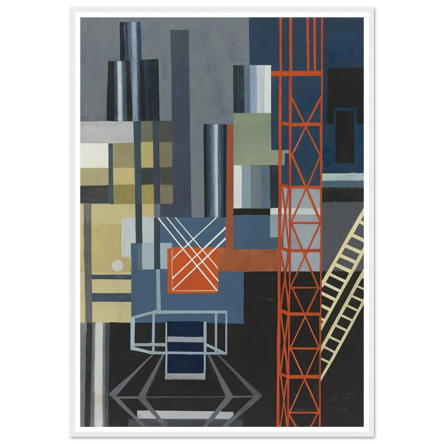 Constructivist Stage Design Art Print | Alexandra Exter - Framed Poster - 30x40 cm / 12x16″ - Black frame