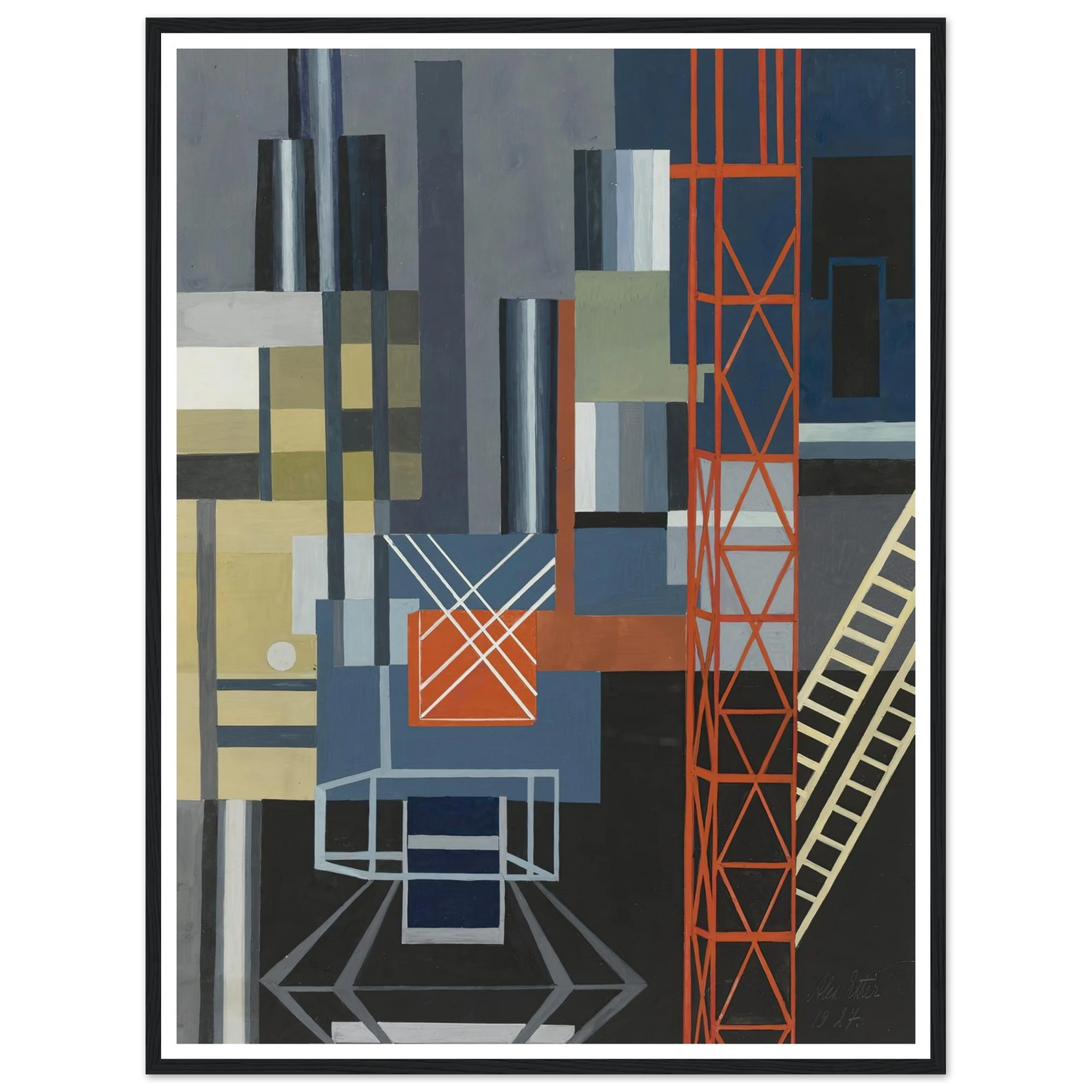 Constructivist Stage Design Art Print | Alexandra Exter - Framed Poster - 30x40 cm / 12x16″ - Black frame