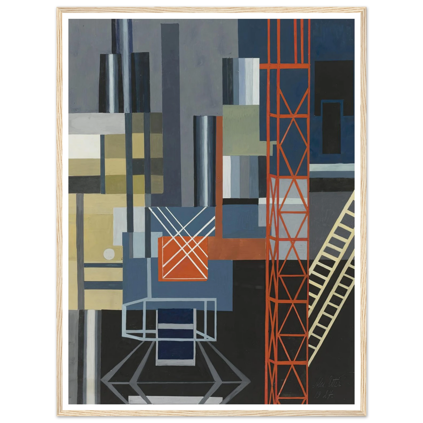 Constructivist Stage Design Art Print | Alexandra Exter - Framed Poster - 30x40 cm / 12x16″ - Black frame