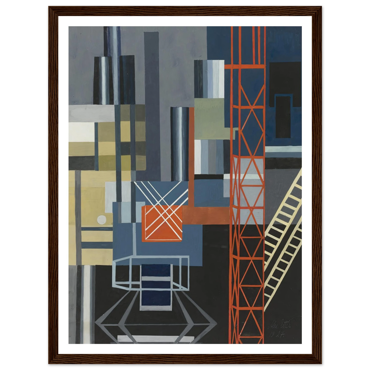Constructivist Stage Design Art Print | Alexandra Exter - Framed Poster - 30x40 cm / 12x16″ - Black frame