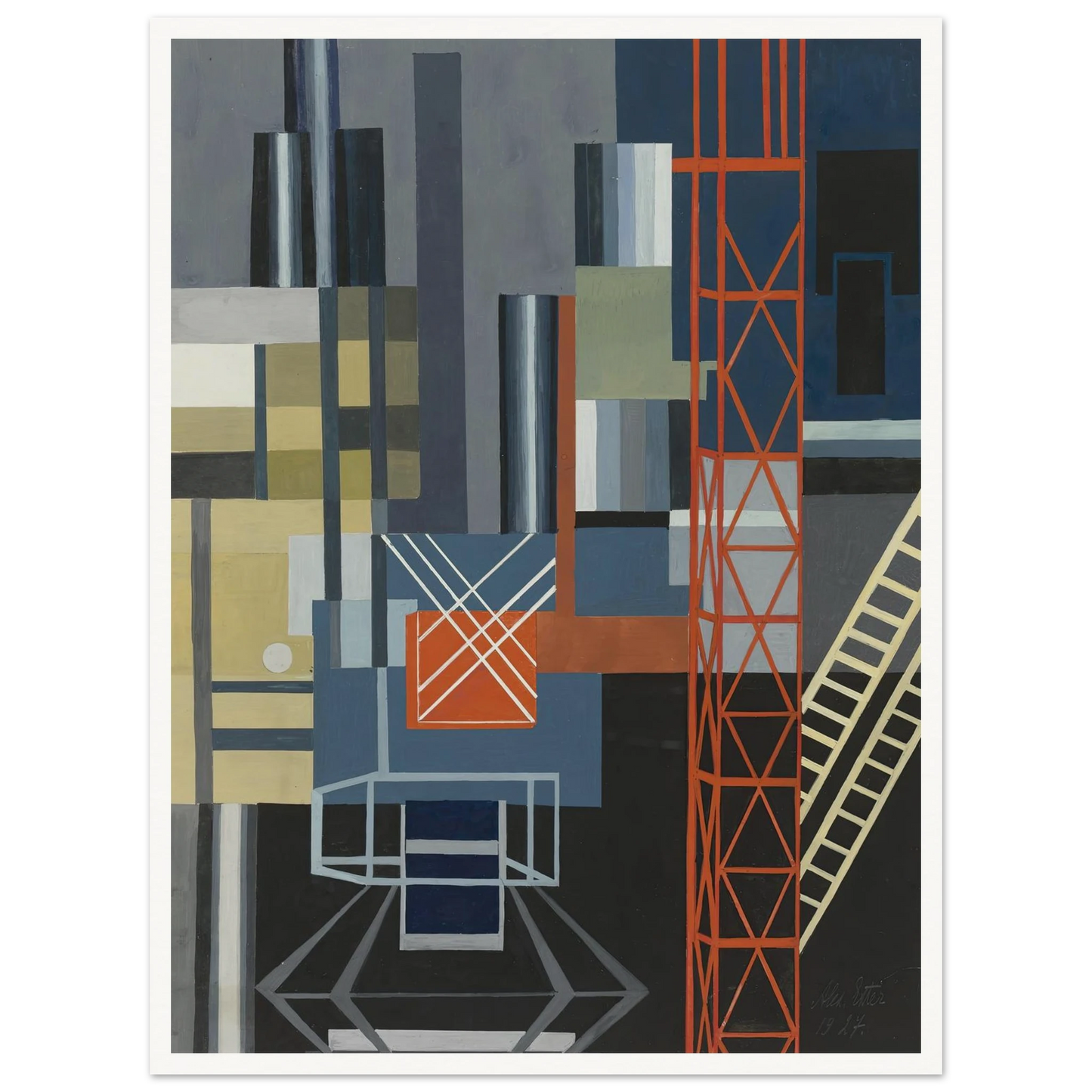 Constructivist Stage Design Art Print | Alexandra Exter - Framed Poster - 30x40 cm / 12x16″ - Black frame