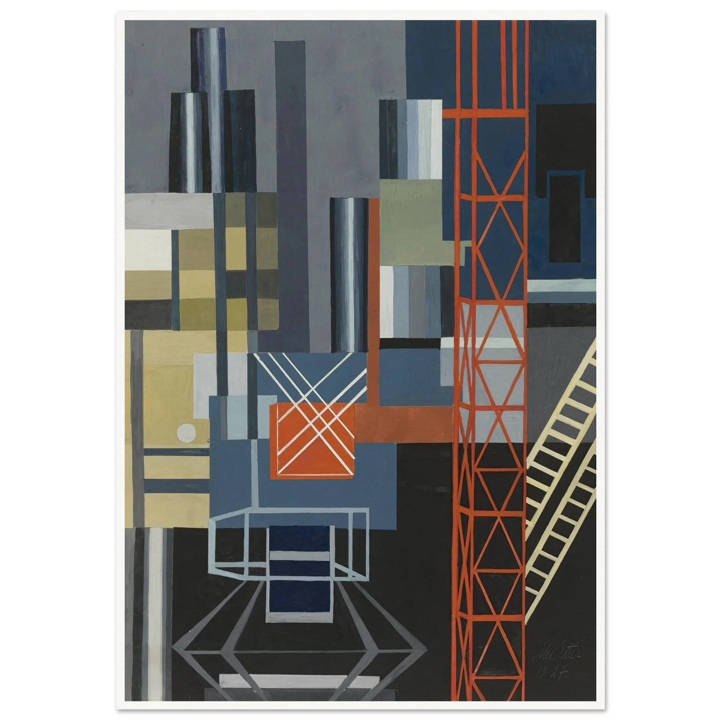 Constructivist Stage Design Art Print | Alexandra Exter - Framed Poster - 30x40 cm / 12x16″ - Black frame