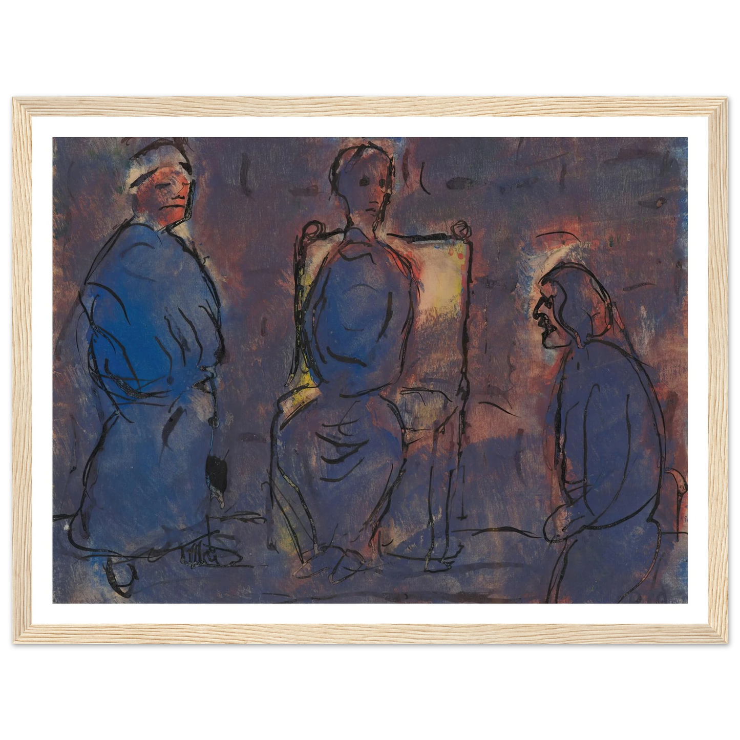Conversation (1919) Art Print | Christian Rohlfs - Framed Poster - 30x40 cm / 12x16″ - Black frame