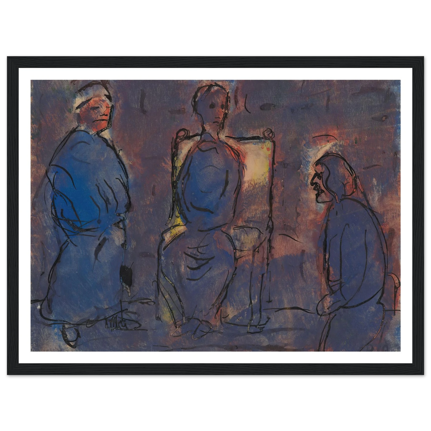 Conversation (1919) Art Print | Christian Rohlfs - Framed Poster - 30x40 cm / 12x16″ - Black frame