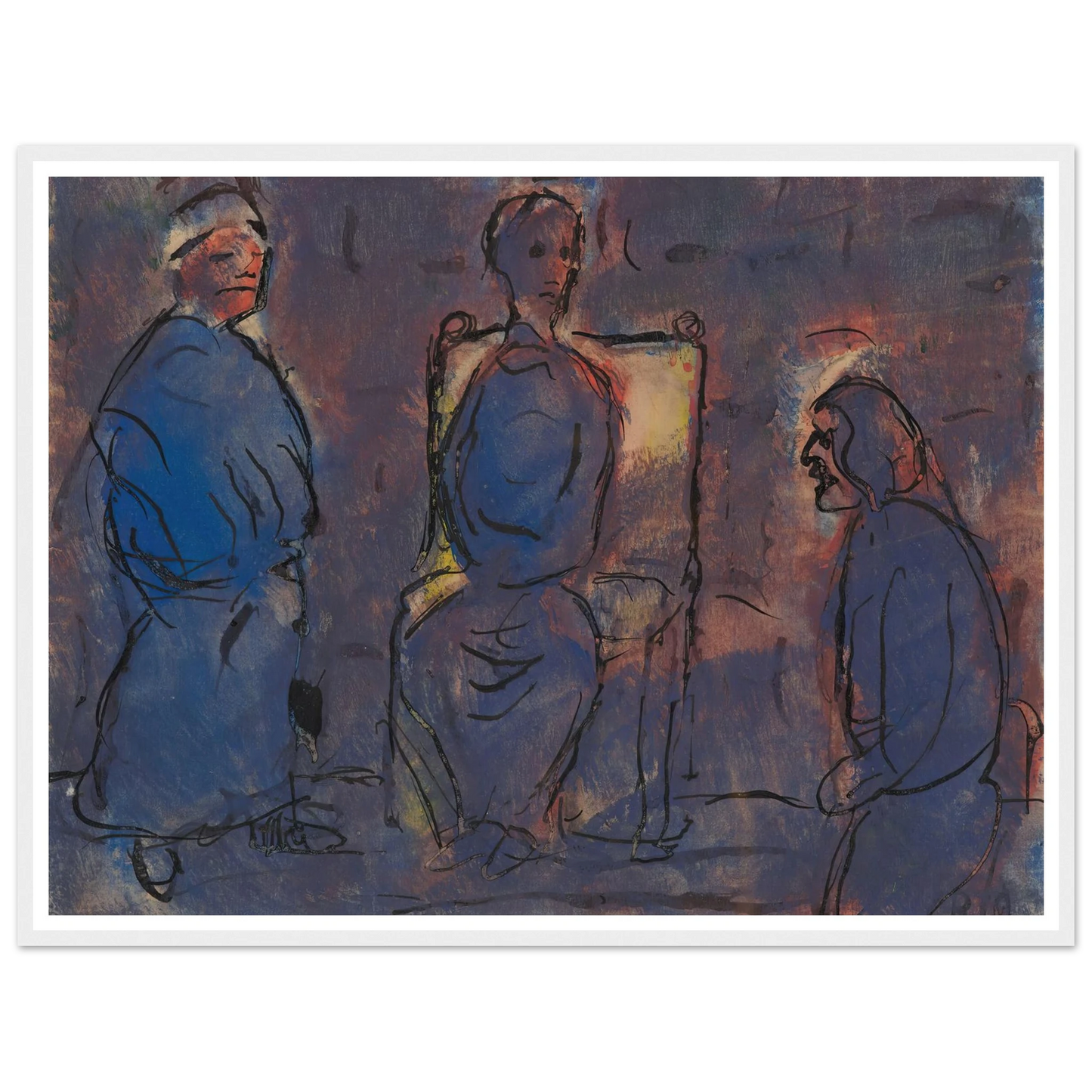 Conversation (1919) Art Print | Christian Rohlfs - Framed Poster - 30x40 cm / 12x16″ - Black frame