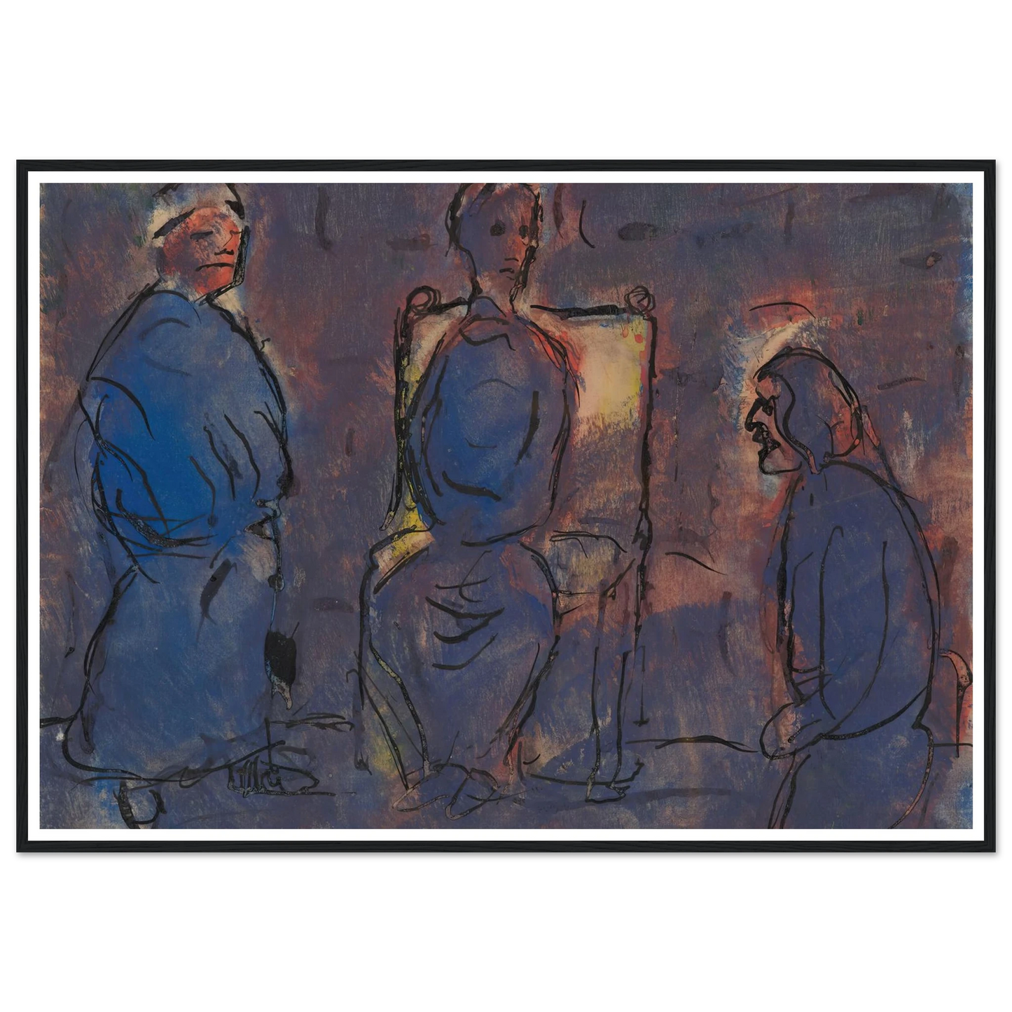 Conversation (1919) Art Print | Christian Rohlfs - Framed Poster - 30x40 cm / 12x16″ - Black frame